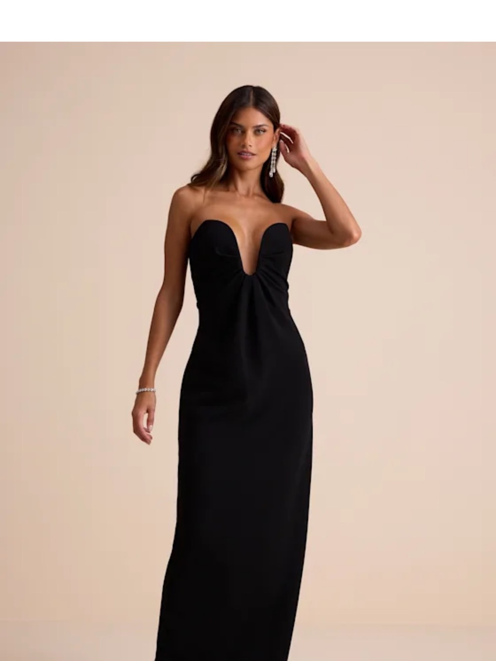 Lulu's Strapless Black Sweetheart Evening Gown